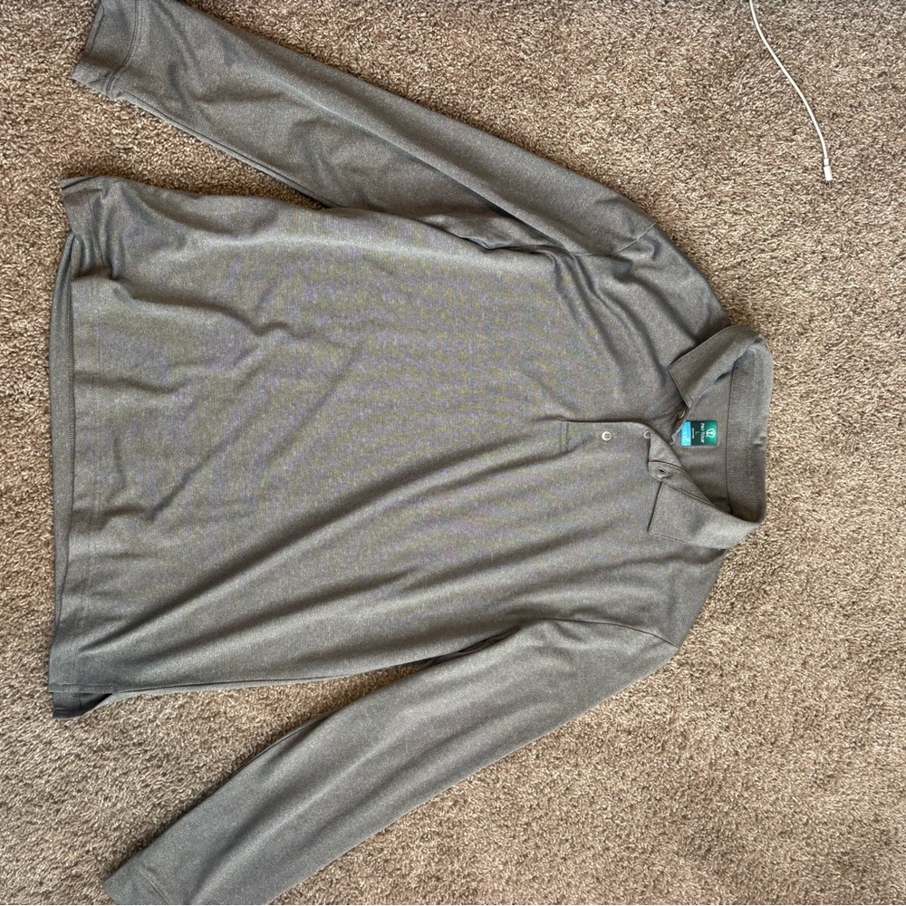 Gray Long Sleeve Polo Top